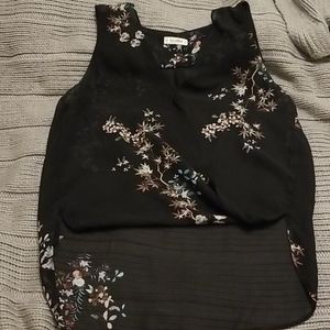 Sheer black high low blouse, size small